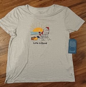 NWT Life Is Good Santa Christmas Beach Sleep Shirt Medium